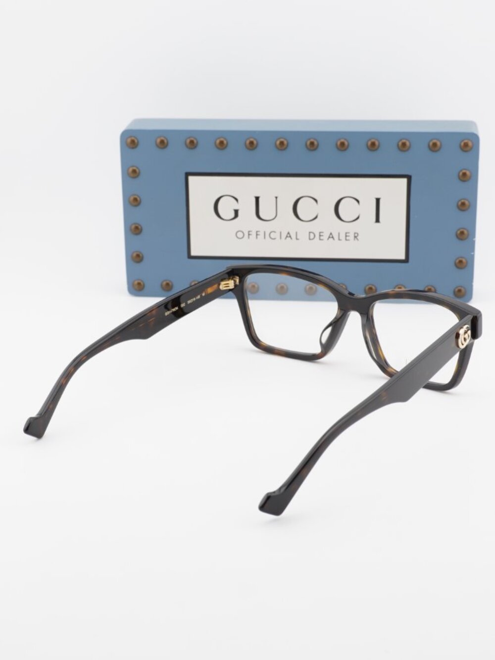 Gucci GG1476OK 002 Square Eyeglasses - Dark Havana 55mm - Picture 4 of 11